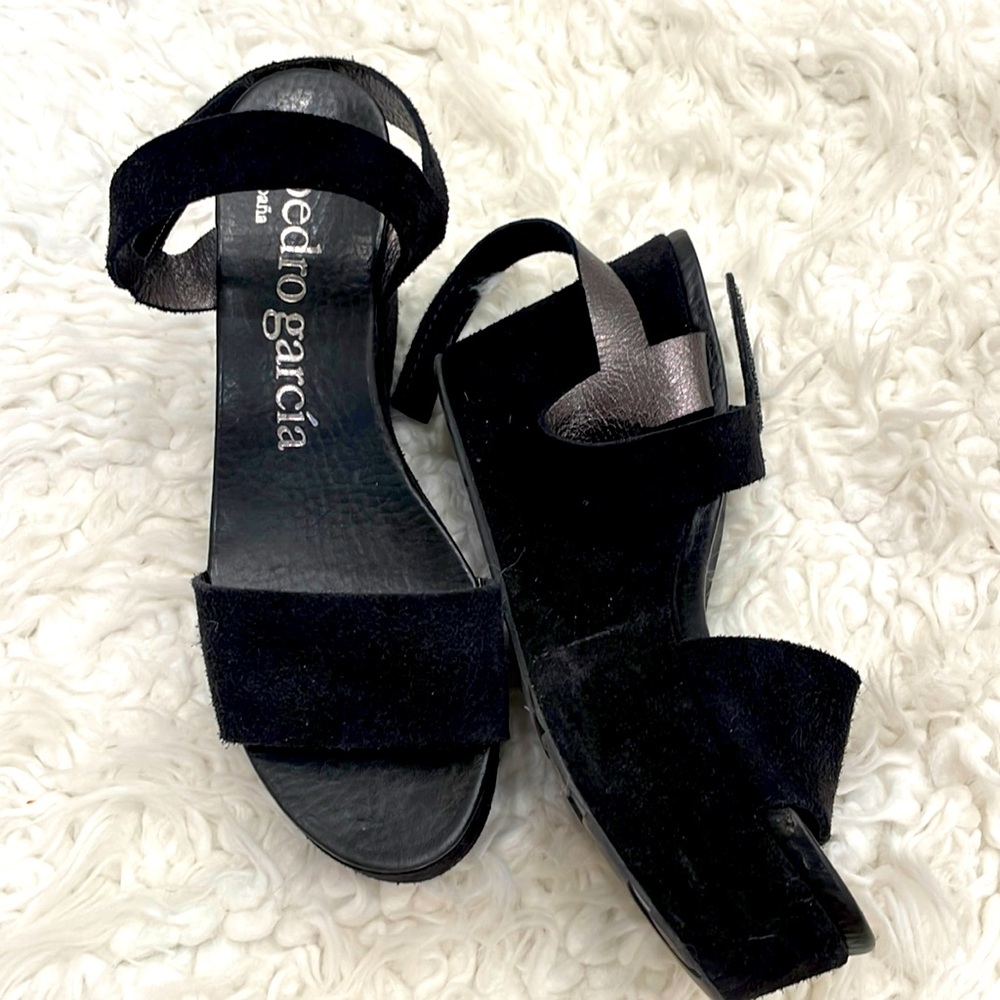 Pedro Garcia black suede wedge sandals